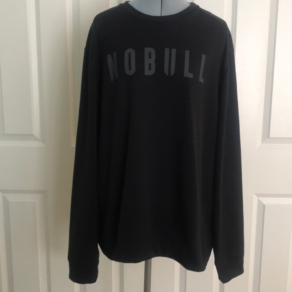 NOBULL No Bull Black w/ Gray Lettering Long Sleeve CrossFit Sweatshirt Shirt XL